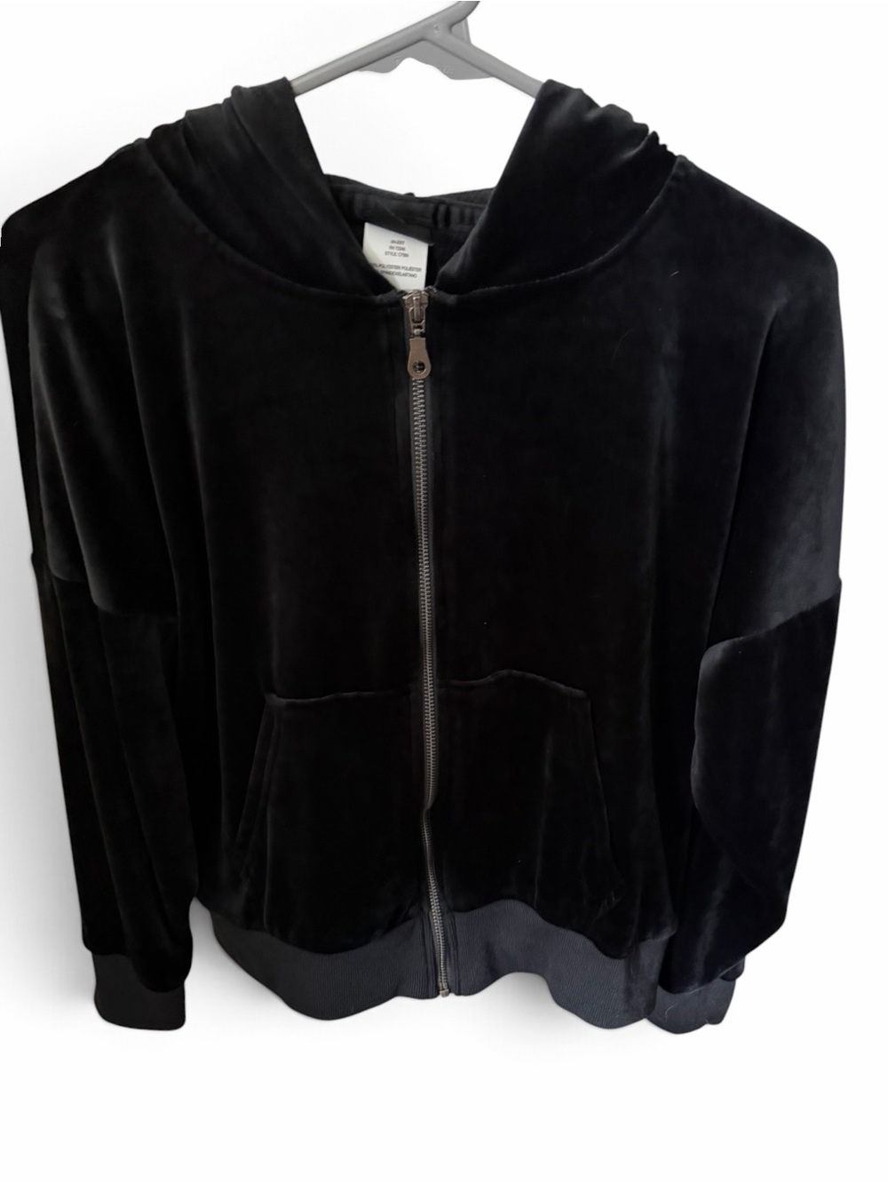 Black Velvet Zip Hoodie - Unbranded